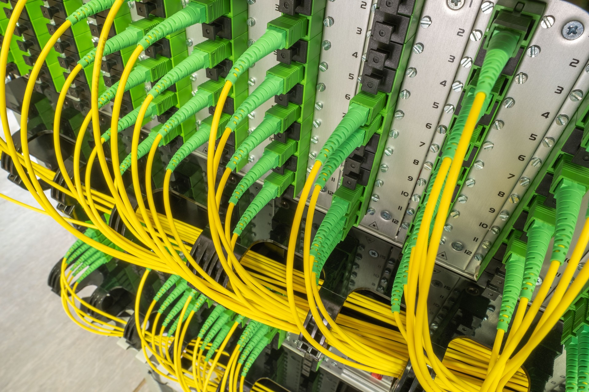 Optical distribution panel with optic patch cord cables at gigabit optical networks